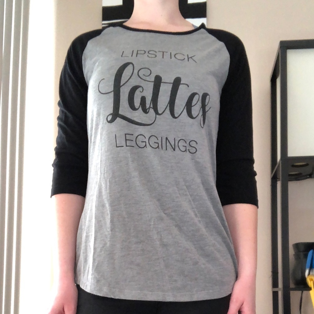 Lipstick, Lattes & Leggings Baseball Tee, 3/4 Sleeves